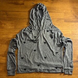 PINK Victoria's Secret Black Hearts Gray Heart Sweater